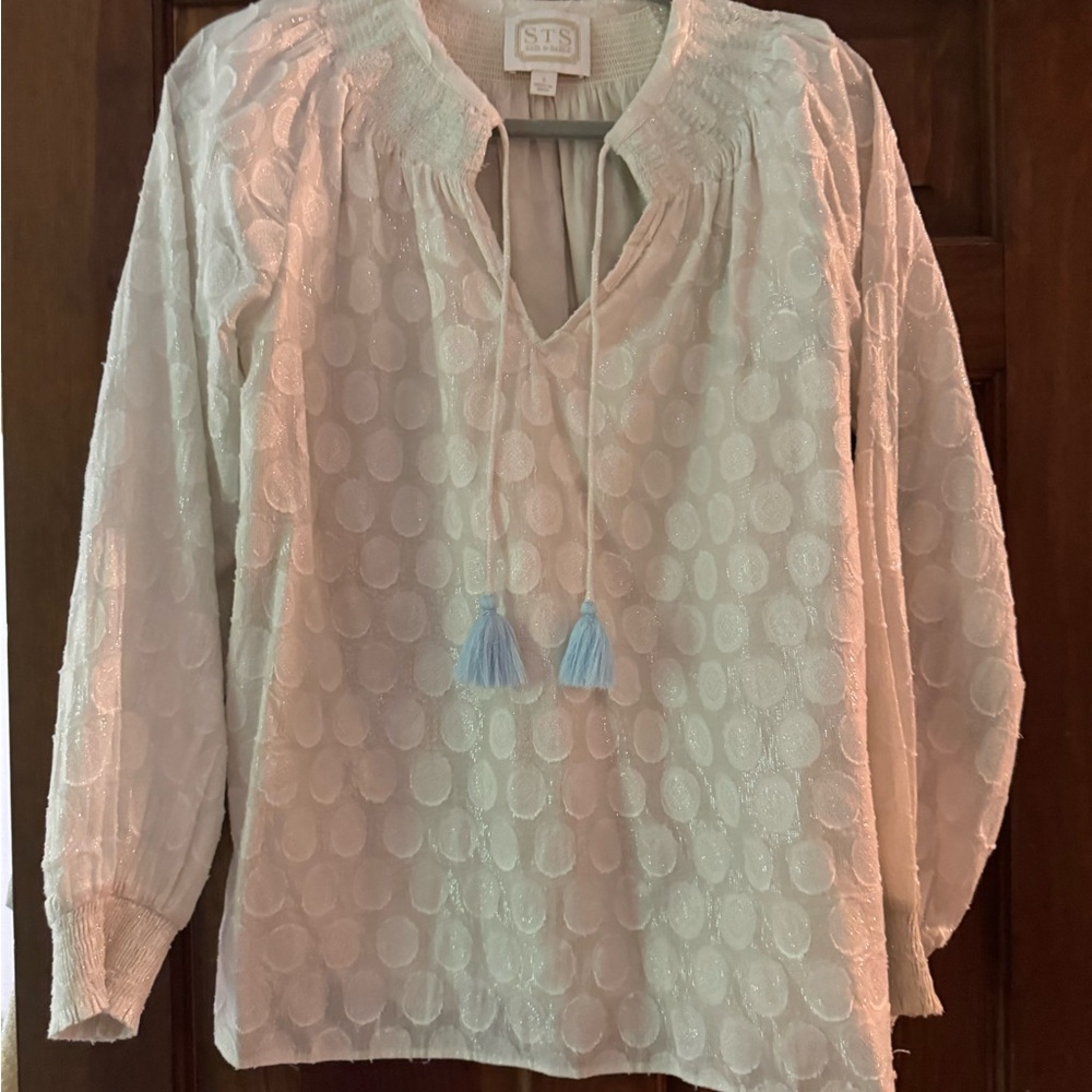 Sail to Sable Cream 3/4 Sleeve Tie Front Blouse